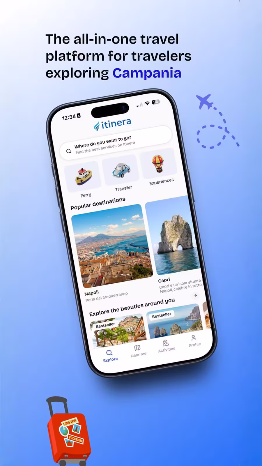 Itinera app - Search destinations